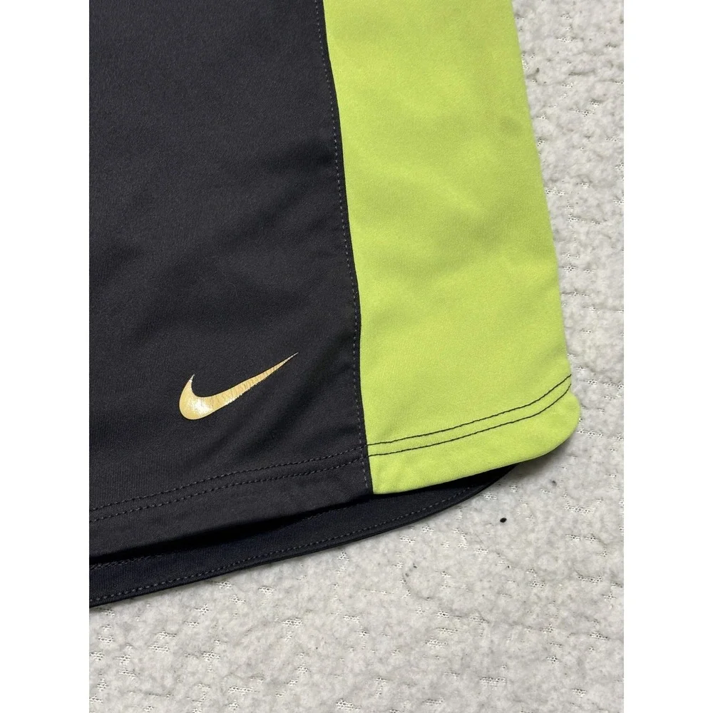 Nike Womens Athletic Shorts Black Neon Green 29 Polyester Knit Running Shorts